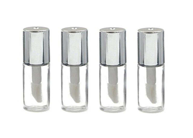 ASTRQLE 10Pcs 1.2ML Mini Reusable Empty Clear Plastic Lip Gloss Balm Tube Bottle DIY Lipstick Container Vials (Silver) Silver - LeoForward Australia