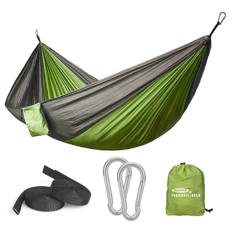 [AUSTRALIA] - Forbidden Road Swing Camping Hammock 210D Nylon with Straps Green / Grey Single