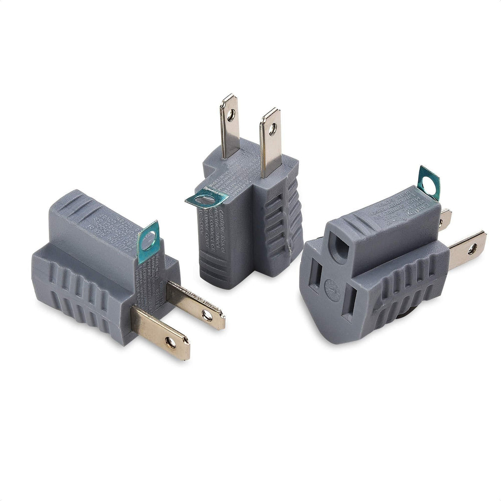 Cable Matters 3-Pack UL Listed 2 Prong to 3 Prong Adapter (3 Prong to 2 Prong Adapter) - Allows a 2 Prong Outlet to Accept 3 Prong Plugs - LeoForward Australia
