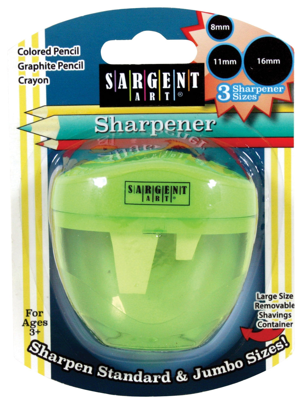 Sargent Art 3 Hole Pencil Sharpener, Jumbo, Green - LeoForward Australia