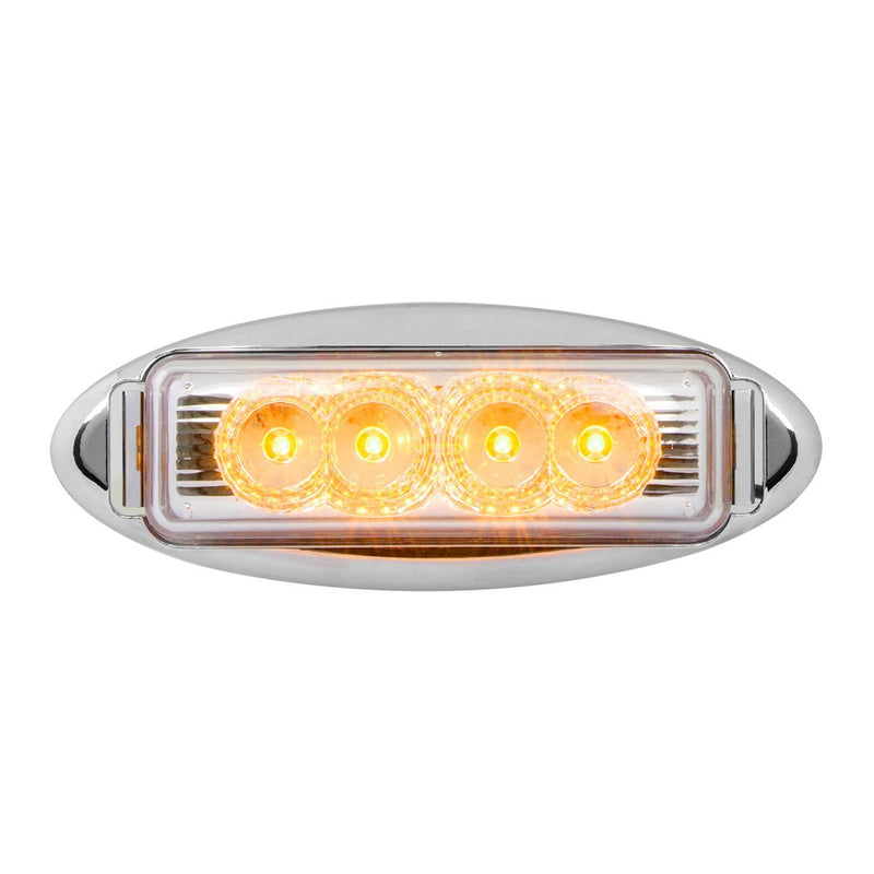 [AUSTRALIA] - GG Grand General 77866 Amber/Clear Rectangular Marker Clearance LED Light w/Cr.Plastic Oval Rim