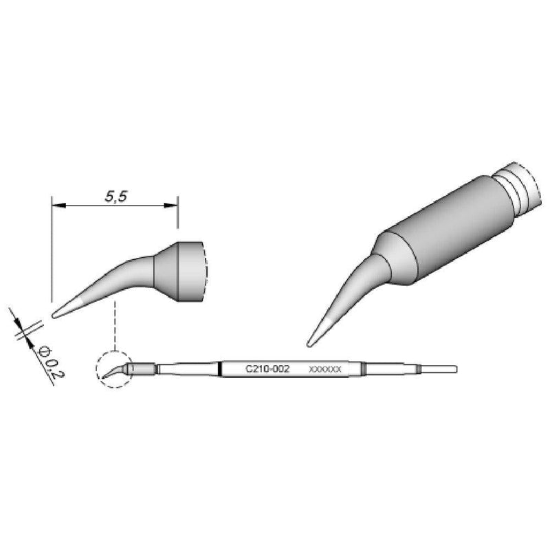  [AUSTRALIA] - JBC Tools C210-002 Soldering Tip T210 Iron .2 mm Conical