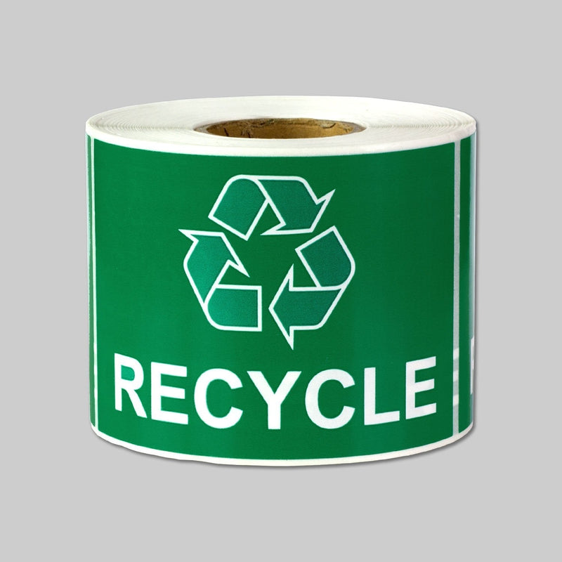 Recycle Stickers / Recycle Labels, Recycling Stickers with Recycle Logo ( Green / 3 x 2 inch ) - 300 Labels per Package Shape : Rectangle 3" x 2" - LeoForward Australia