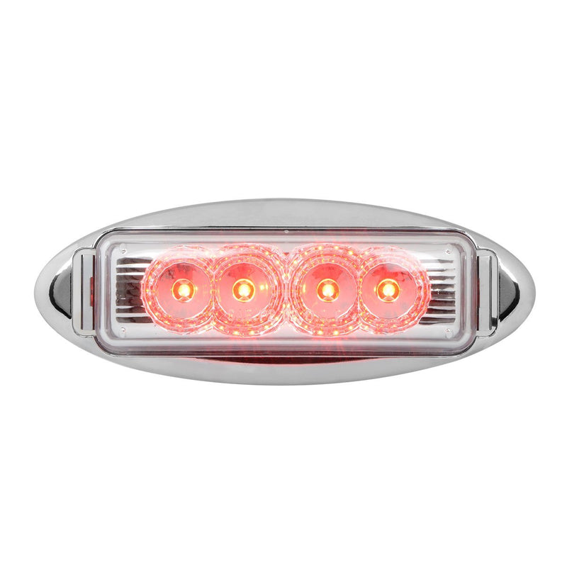  [AUSTRALIA] - GG Grand General 77868 Red/Clear Rectangular Marker Clearance LED Light w/Cr.Plastic Oval Rim