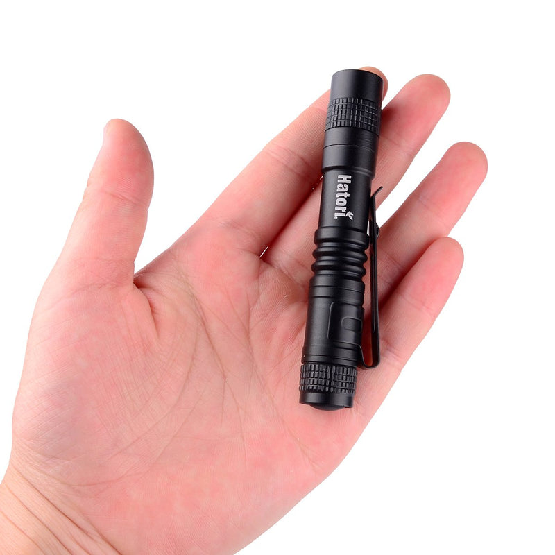  [AUSTRALIA] - Hatori Super Small Mini LED Flashlight Battery-Powered Handheld Pen Light Tactical Pocket Torch with High Lumens for Camping, Outdoor, Emergency, Everyday Flashlights, 3.55 Inch