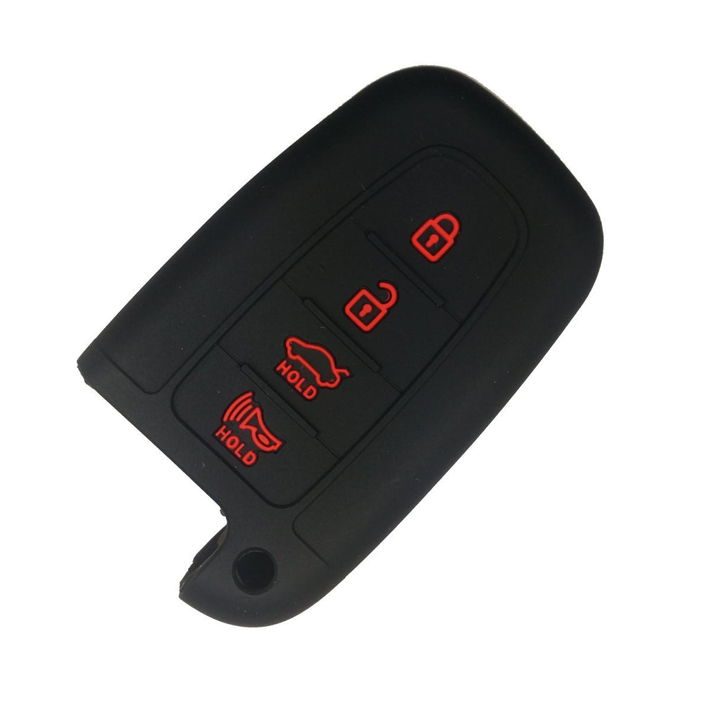  [AUSTRALIA] - Coolbestda Rubber Key Fob Cover Case Protector Skin Jacket Keyless Entry for Hyundai Elantra Sonata Veloster Kia Sportage Soul Sorento Forte 4 Buttons Smart Key Black