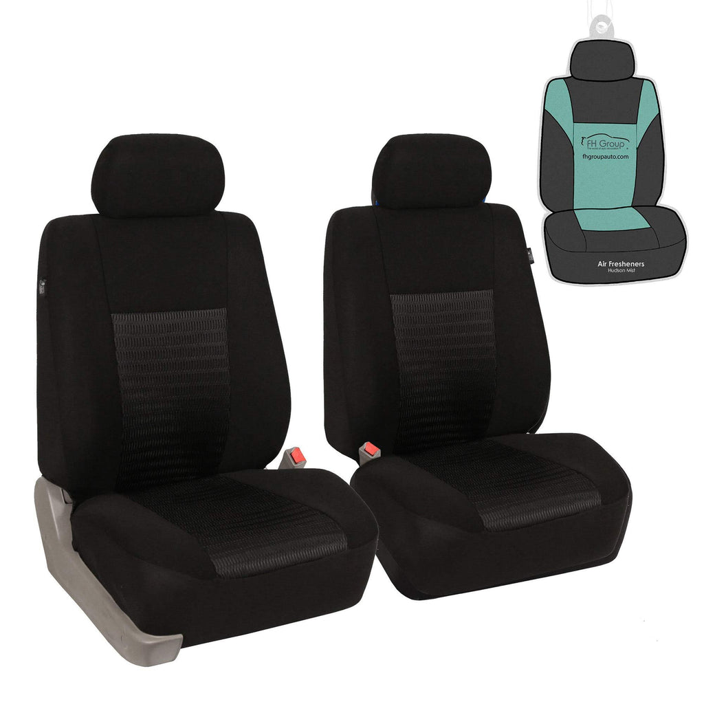  [AUSTRALIA] - FH Group FH-FB060114 Trendy Elegance Full Set Seat Covers, Airbag Compatible and Split Bench (Solid Black) Solid Black