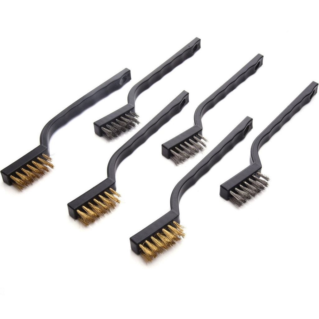  [AUSTRALIA] - eBoot Mini Wire Brush Set for Cleaning Welding Slag and Rust, 6 Pack, Stainless Steel and Brass