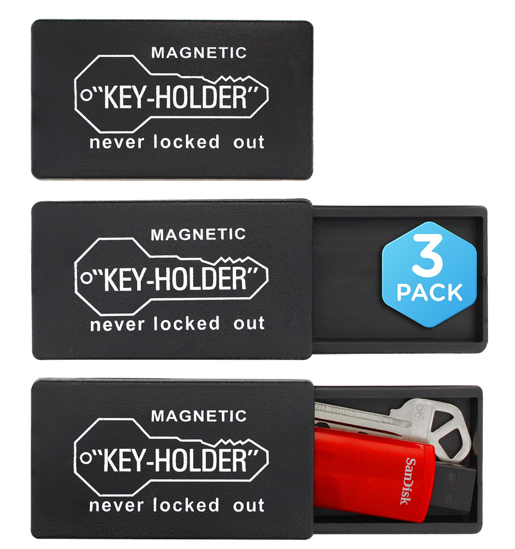  [AUSTRALIA] - Ram-Pro 3-Pieces 3 Inch Plastic Hide-A-Key, Lock Box, Key-Holder, to Store a Spare Key for Your Home, Storage, Office, Vehicle, with Strong Rear Magnetic Base