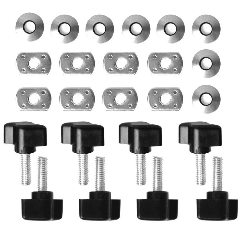 [AUSTRALIA] - DEDC 8pcs Jeep Tie Downs D Rings Anchors and 8 Pack Jeep Hard Top Quick Removal Thumbs Screw for Jeep Wrangler (8 thumb screws and nuts washers) 8 thumb screws and nuts washers