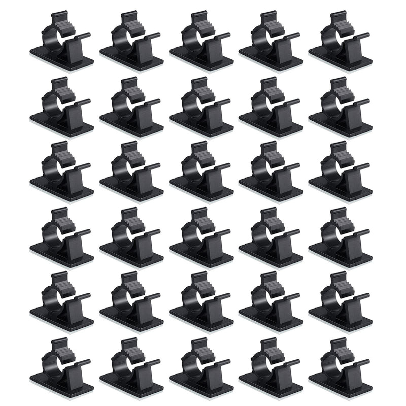  [AUSTRALIA] - Viaky 30 Pcs Black Clips Self Adhesive Backed Nylon Wire Adjustable Cable Clips Adhesive Cable Management Drop Wire Holder 30black