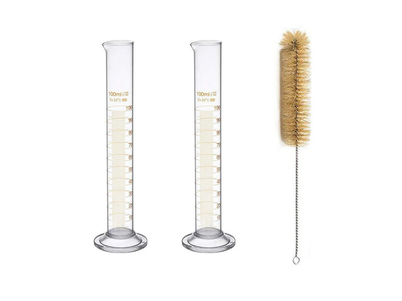 Ronyes Lifescience 100 mL Glass Graduated Cylinder Measuring Single Metric Scale 2 Pcs with Brush (Pack of 2) … - LeoForward Australia