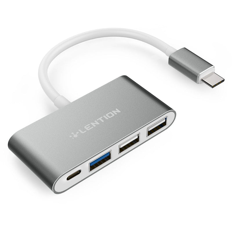  [AUSTRALIA] - LENTION 4-in-1 USB-C Hub with Type C, USB 3.0, USB 2.0 Compatible 2020-2016 MacBook Pro 13/15/16, New Mac Air/Surface, ChromeBook, More, Multiport Charging & Connecting Adapter (CB-C13, Space Gray)