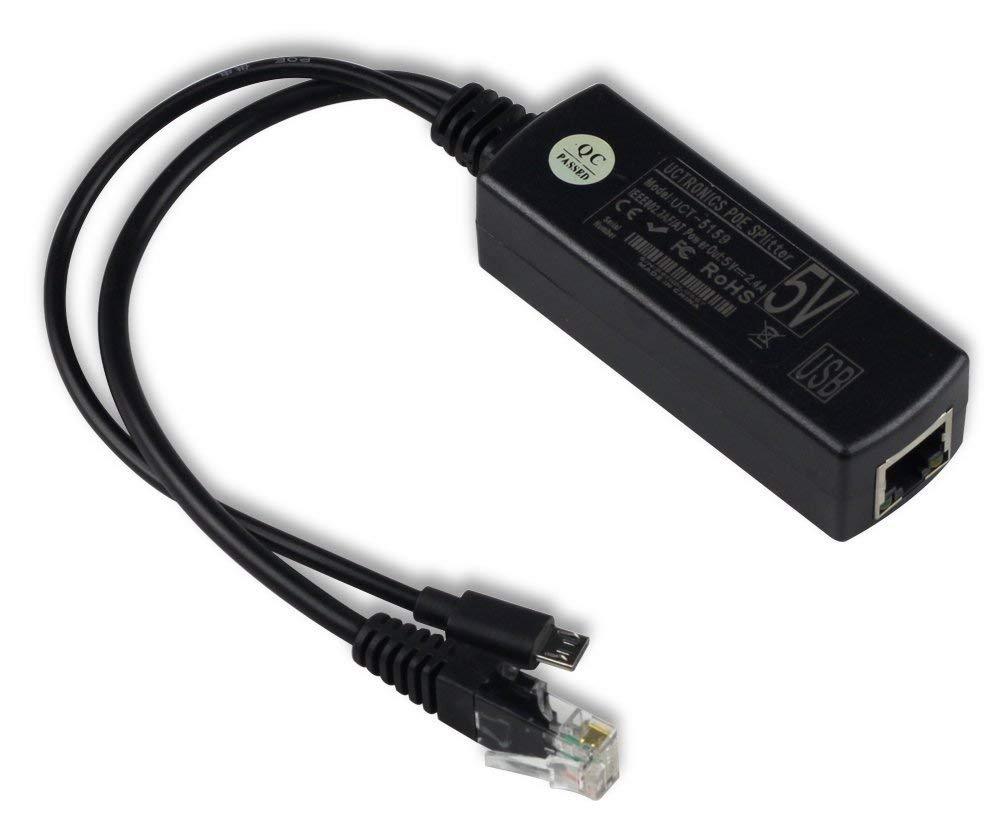 UCTRONICS IEEE 802.3af Micro USB Active PoE Splitter Power Over Ethernet 48V to 5V 2.4A for Tablets, Dropcam or Raspberry Pi (48V to 5V 2.4A) - LeoForward Australia