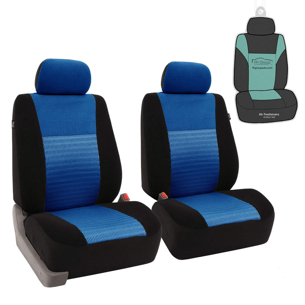  [AUSTRALIA] - FH Group FB060102 Trendy Elegance Pair Set Bucket Car Seat Covers, (Airbag Compatible) w. Gift, Blue/Black Color-Fit Most Car, Truck, SUV, or Van