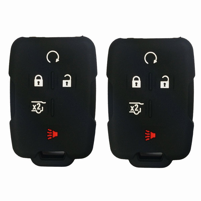  [AUSTRALIA] - 2Pcs Coolbestda Silicone Key Cover Case Keyless Protector Fob Remote Wallet Jacket for GMC Yukon Sierra 1500 Chevrolet Suburban Tahoe 5 Buttons Smart Key