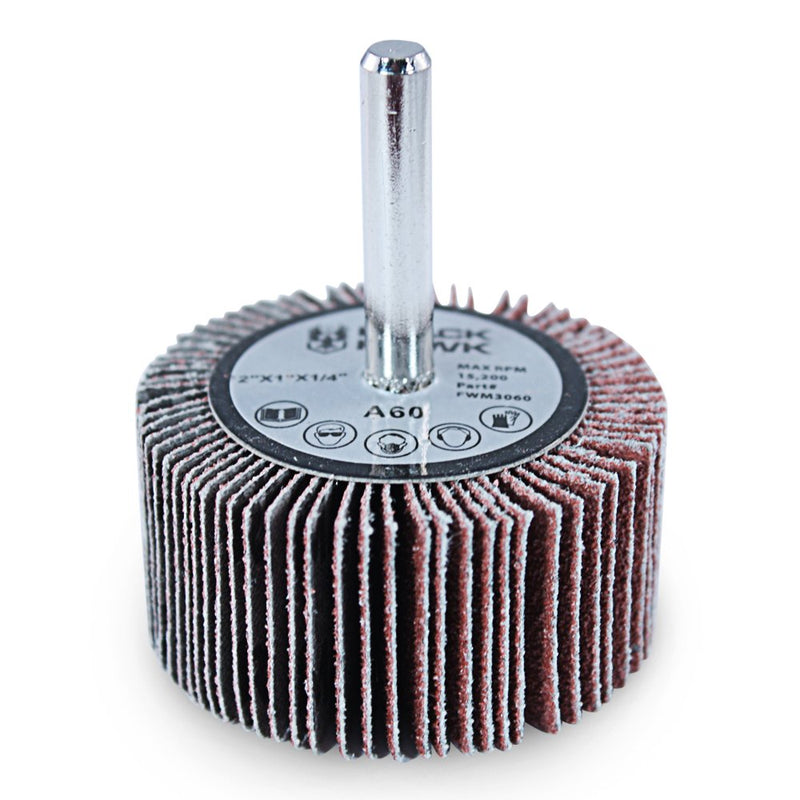  [AUSTRALIA] - BHA Aluminum Oxide Shank Mounted Flap Wheels, 2” x 1” x 1/4”, 120 Grit - 5 Pack