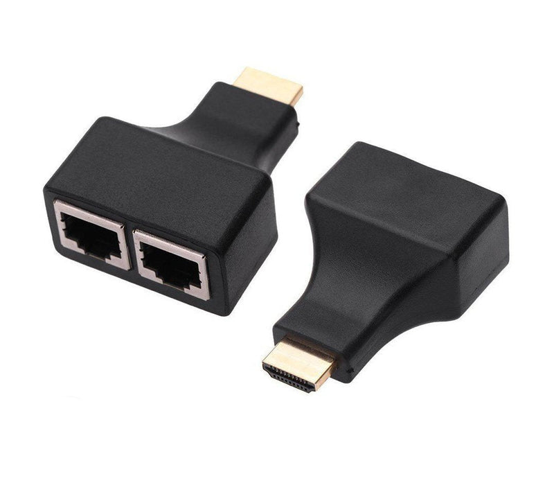  [AUSTRALIA] - HDMI to RJ45 Network Adapter, Qaoquda 1080P HDMI Male to Dual RJ45 Female Network CAT5e CAT6 Converter Extender Splitter Repeater for HDTV HDPC PS3 STB(2-Pack)