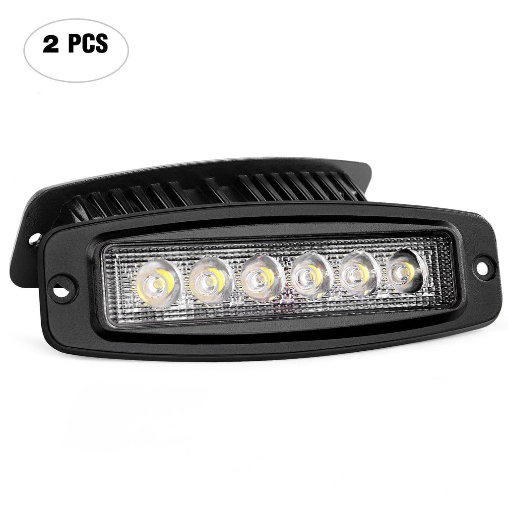 [AUSTRALIA] - Nilight LED Work Light 2PCS 18W Spot LED Light Bar Driving Lights Off Road LED Lights Flush Mount for Jeep Truck,2 Years Warranty