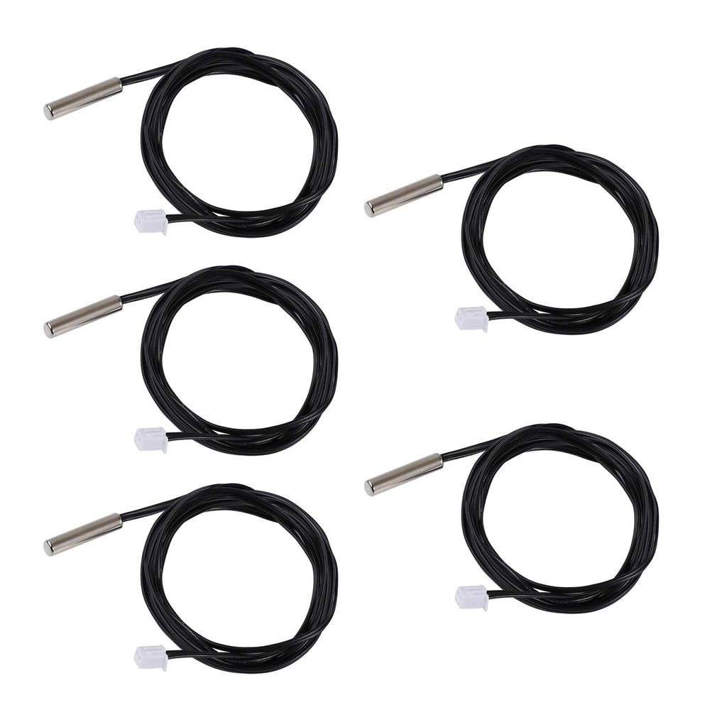  [AUSTRALIA] - 10K Temperature Sensor Probe, DROK 5pcs 1 Meter Waterproof Temp Sensor Probe, Stainless Steel 3950 NTC Temp Sensor Probe, Digital Temperature Transmitter Extension Cable 1-Meter/3.28ft 5