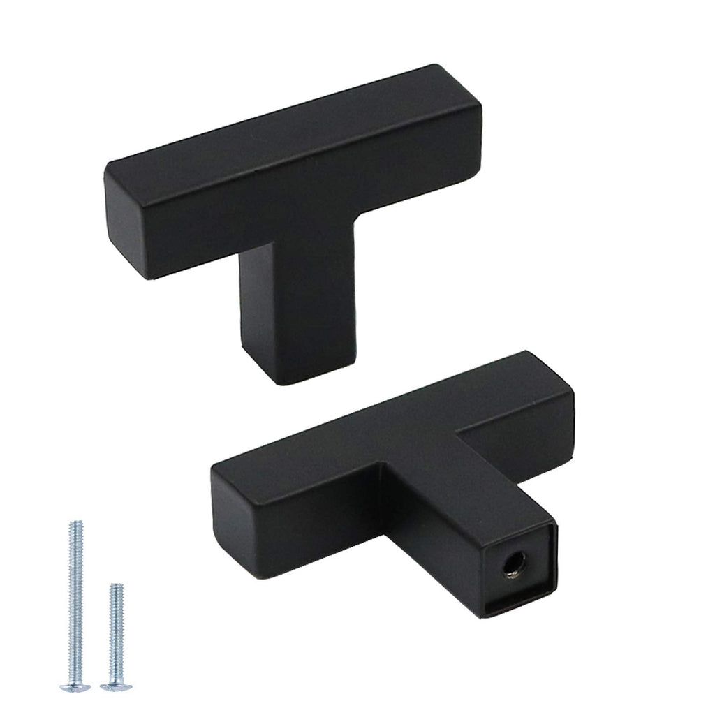  [AUSTRALIA] - Goldenwarm 5 Pack Black Square T Bar Single Hole Knobs Cabinet Pull Drawer Handles Stainless Steel Modern Hardware for Kitchen and Bathroom Cabinets Cupboard Kitchen Cabinet Knobs