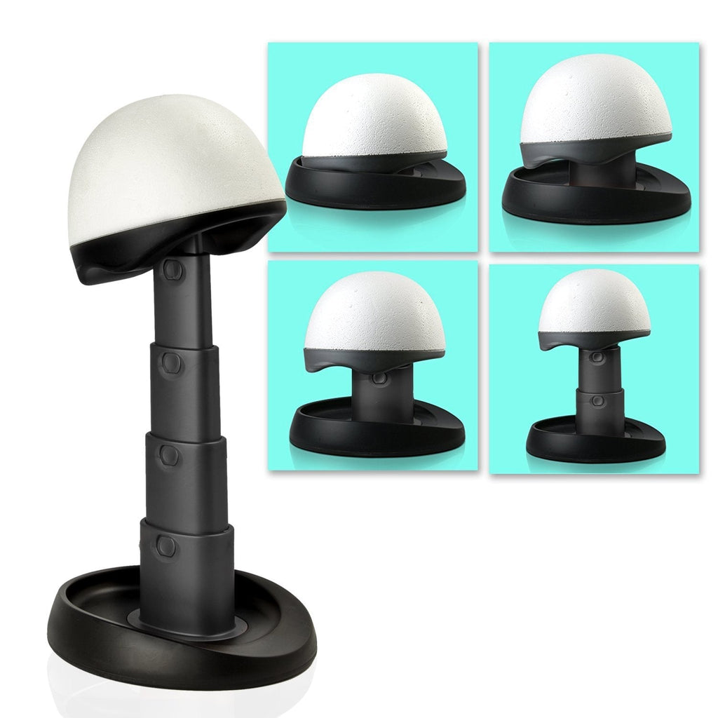Adjustable Wig Head for Travel and Salon - Black Stand, Styrofoam Head, Collapsible Compact Stand Expands for Long and Short Wigs - by Adolfo Design - LeoForward Australia