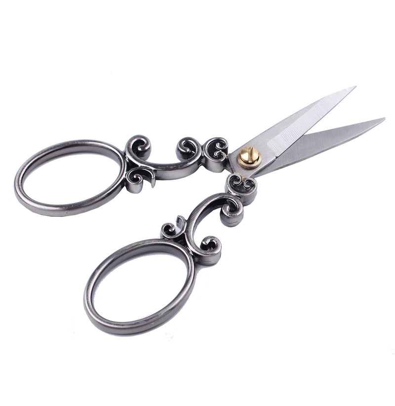  [AUSTRALIA] - BIHRTC European Vintage Stainless Steel Sewing Scissors DIY Tools Cloud Pattern Dressmaker Shears Scissors for Embroidery, Craft, Art Work & Everyday Use (Silver)
