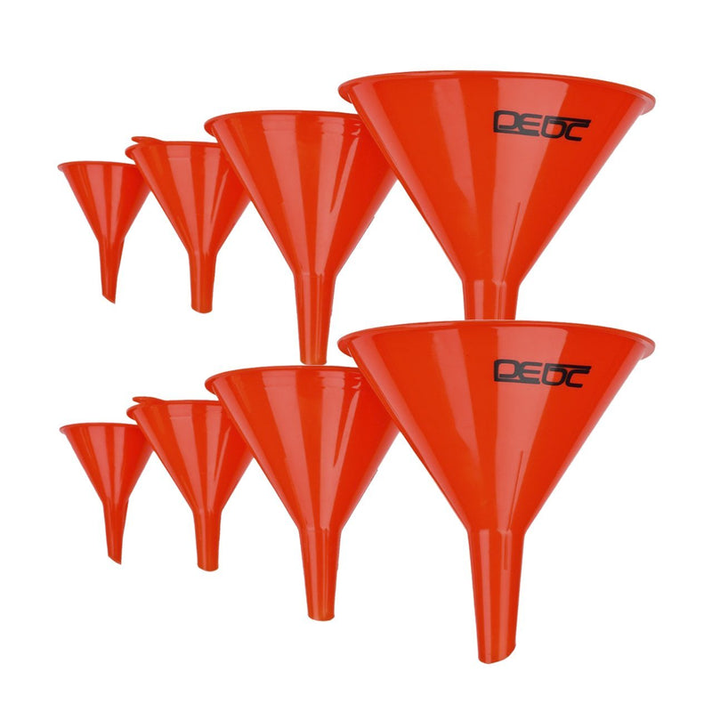 DEDC Gas Funnels Plastic Funnel 2 Set of 8 for Car Automotive Mini Small Large Red 8pcs Oil Funnels - LeoForward Australia