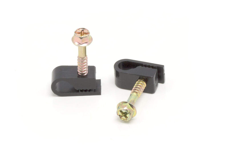  [AUSTRALIA] - THE CIMPLE CO - Single Coaxial Cable Clips, Cat6, Electrical Wire Cable Clip, 1/4 in (6 mm) Screw Clip and Fastener, Black (100 Pieces per Bag) 100 Pack