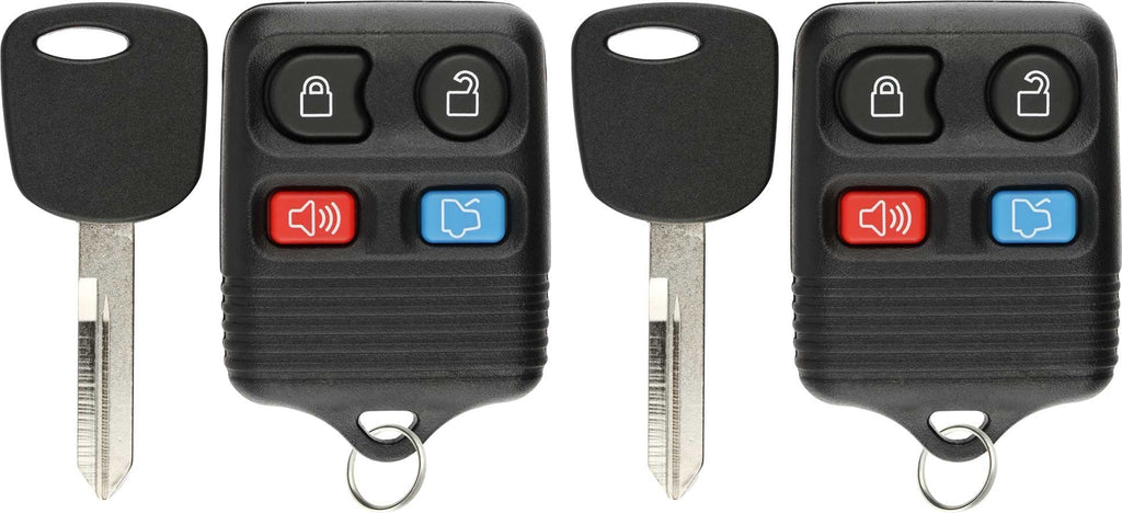  [AUSTRALIA] - KeylessOption 4 Item Bundle 2 Key Fobs Keyless Entry Remotes 2 Uncut 4C Ignition keys for Ford Lincoln Mercury