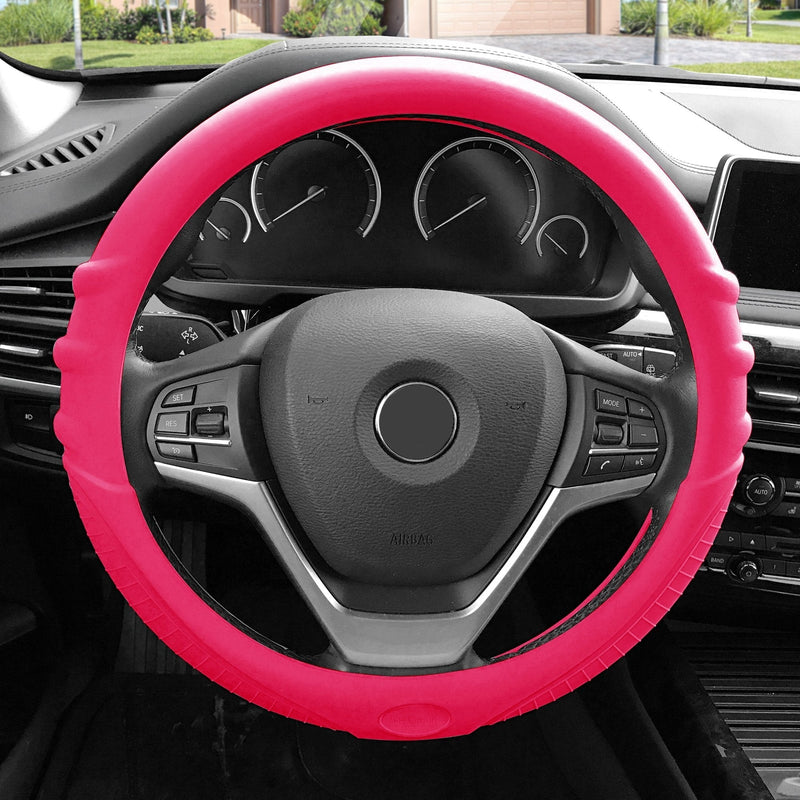 FH Group FH3003MAGENTA Magenta Steering Wheel Cover (Silicone W. Grip & Pattern Massaging grip Magenta Color-Fit Most Car Truck Suv or Van) - LeoForward Australia
