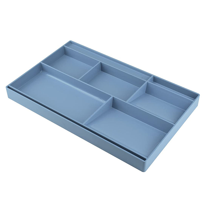 Acrimet Drawer Organizer Bin Multi-Purpose Storage for Desk Supplies and Accessories (Plastic) (Solid Blue Color) - LeoForward Australia