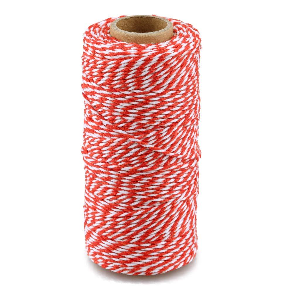  [AUSTRALIA] - 328 Feet Red White Gift Twine String Mothers Day Gift Twine Cotton Bakers Twine Crafts Gift Twine Durable Packing String