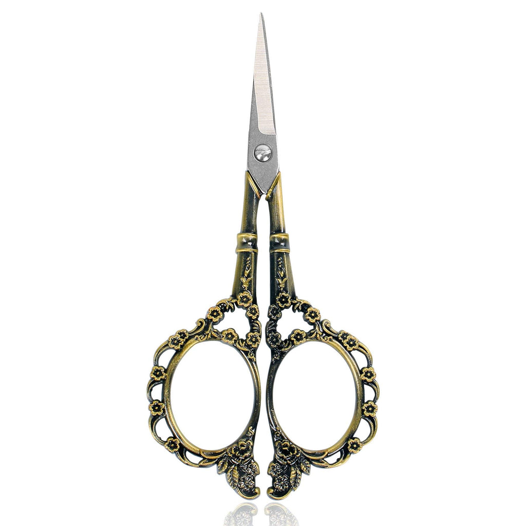  [AUSTRALIA] - BIHRTC Vintage European Style Plum Blossom Scissors for Embroidery, Sewing, Craft, Art Work & Everyday Use (Bronze)