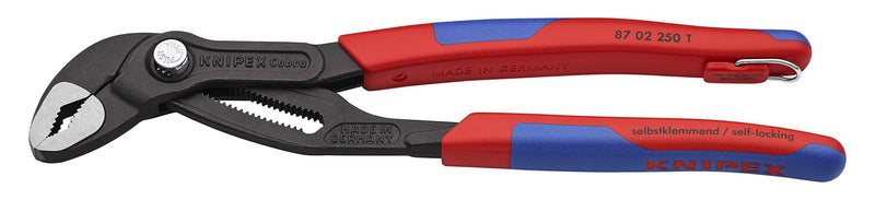 KNIPEX Tools - Cobra Water Pump Pliers, Multi-Component, Tethered Attachment (8702250TBKA) 10-Inch Comfort Grip, Tether Point - LeoForward Australia