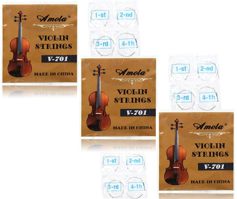 3 Packs Full Set Replacement Stainless Steel 4/4 Size Violin Strings E A D G - LeoForward Australia