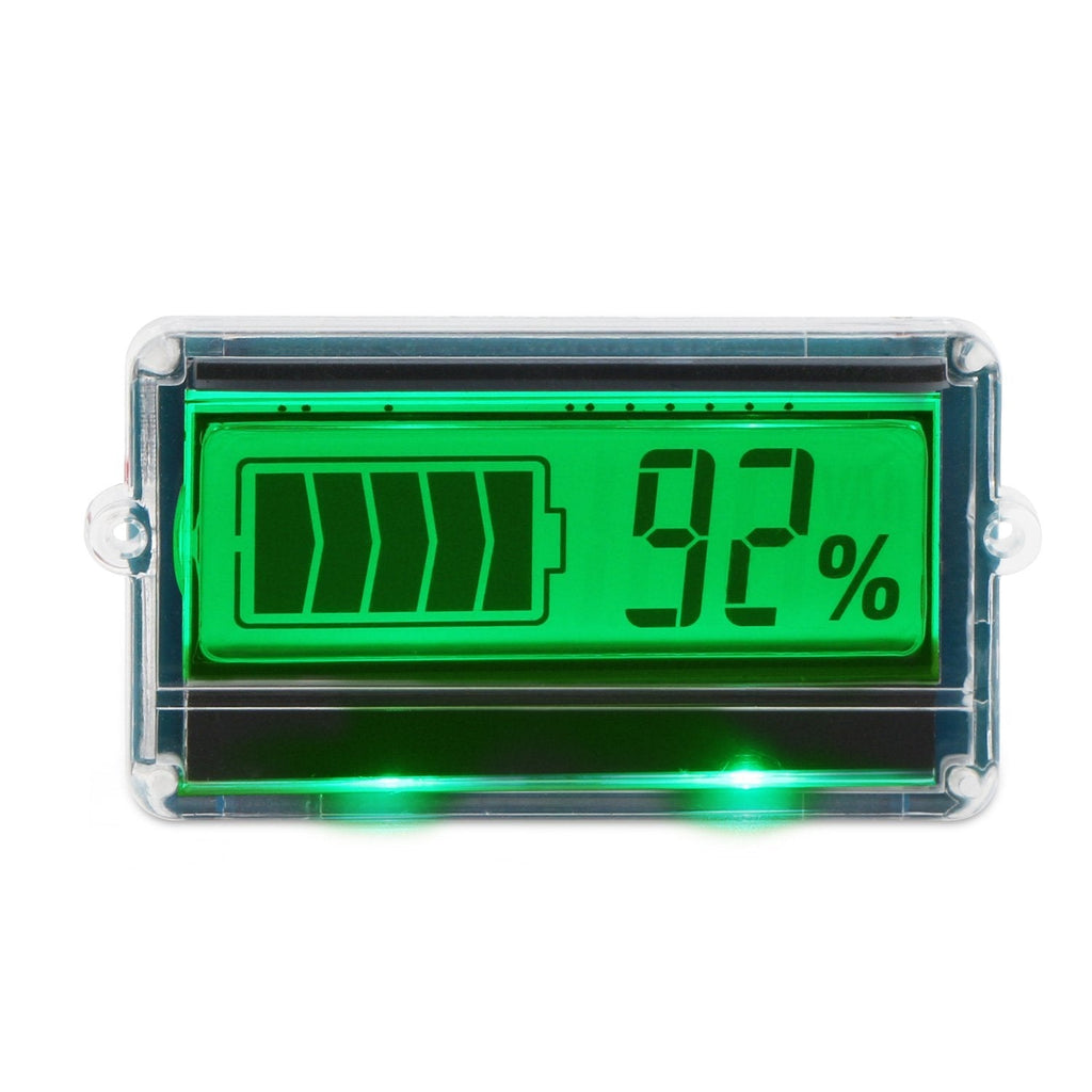 DROK DC8-63V Digital Battery Capacity Tester Indicator, Two Wires 12V/24V/36V/48V Lead Acid Battery Monitor with Protective Shell Green LCD Display - LeoForward Australia