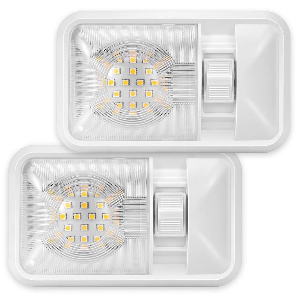  [AUSTRALIA] - Kohree 12V Led RV Ceiling Dome Light RV Interior Lighting for Trailer Camper with Switch, Single Dome 320LM Each (Pack of 2)