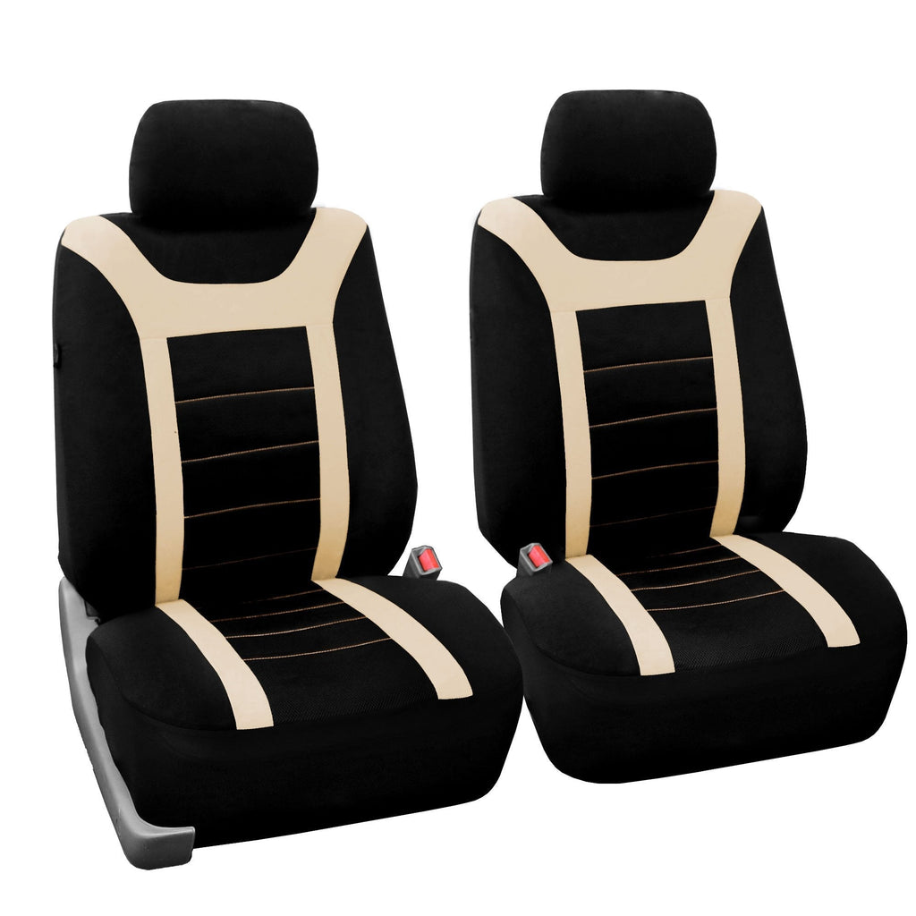  [AUSTRALIA] - FH Group FB070102 Sports Seat Covers (Beige) Front Set – Universal Fit for Cars Trucks & SUVs