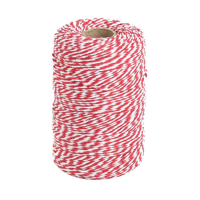  [AUSTRALIA] - Tenn Well Red and White Twine, 656 Feet 200m Cotton Bakers Twine Perfect for Baking, Butchers, Crafts and Christmas Gift Wrapping