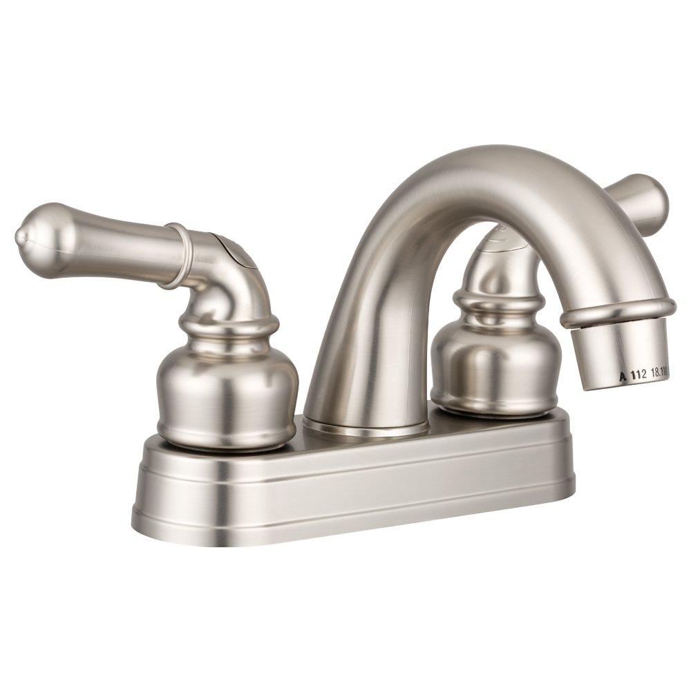  [AUSTRALIA] - Dura Faucet DF-PL620C-SN RV Classical Two Handle Arc Spout Bathroom Faucet (Brushed Satin Nickel) Brushed Satin Nickel