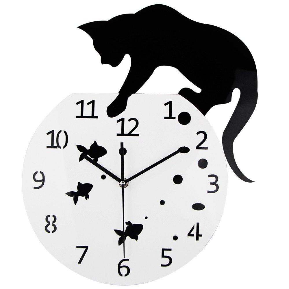 Timelike Fishbowl Cat Clock / Creative Wall Clocks / Home DIY Decoration Watch / Cat on Clock Living Room Mirror 3D Wall Design - LeoForward Australia