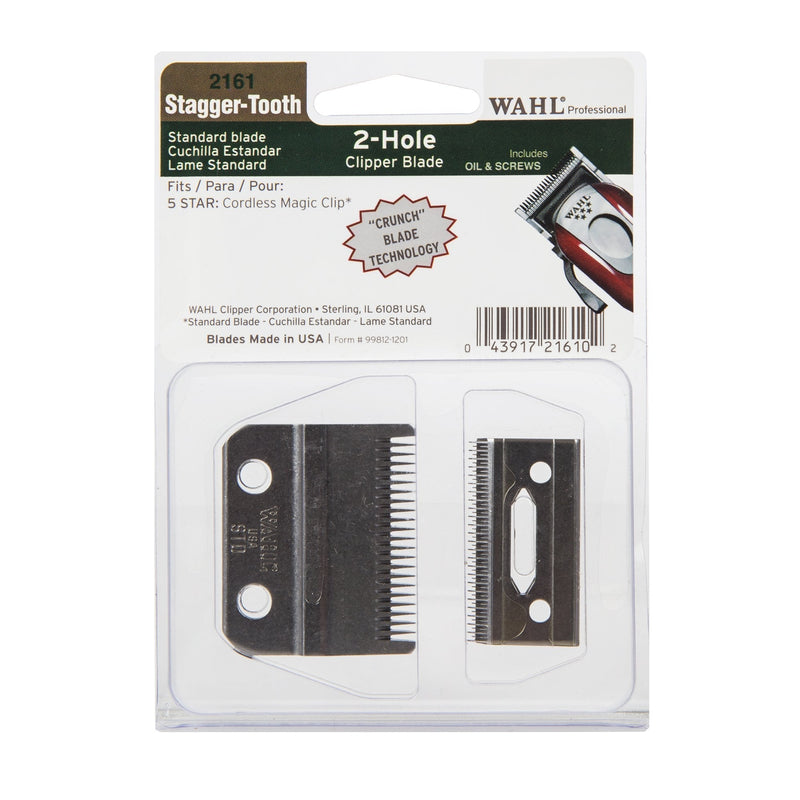 Wahl Professional Stagger-Tooth 2-Hole Clipper Blade #2161 - For the 5 Star Series Cordless Magic Clip - Includes Oil and Screws - LeoForward Australia