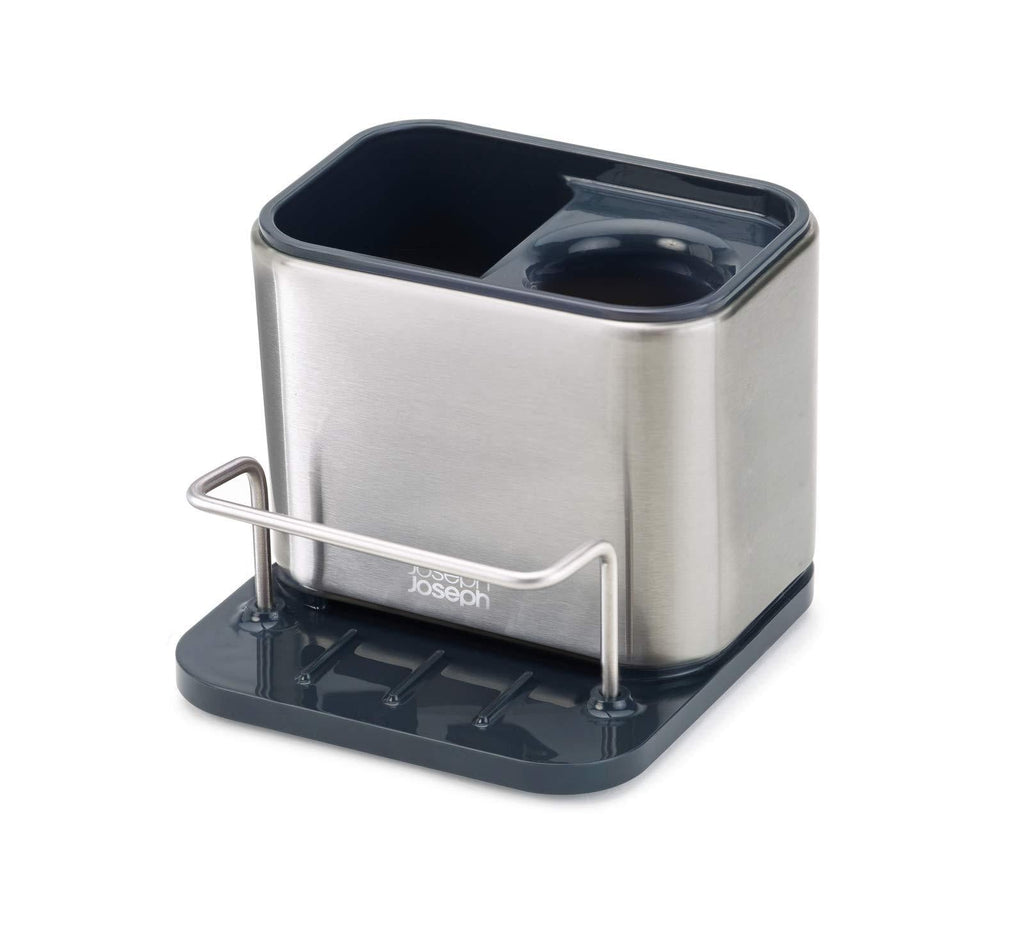  [AUSTRALIA] - Joseph Joseph Surface Sink Caddy Stainless Steel Sponge Holder Organizer Tidy Drains Water for Kitchen, Small, Silver Sink Caddy - Small