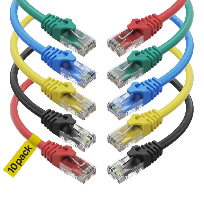 Cat6 Ethernet Cable - 6 ft 10-Pack (1.8m) Cat 6 RJ45, LAN, Utp, Network, Patch, Internet Cable - 6 feet Multi-Color - LeoForward Australia