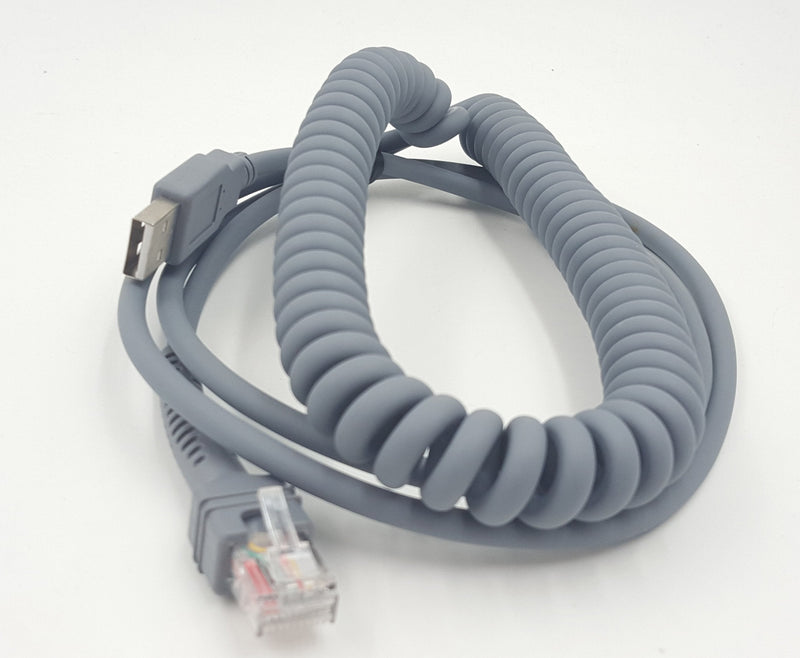  [AUSTRALIA] - Symbol Ls2208 USB Cable,SinLoon USB A to RJ45 Coiled Spiral Extension Cable, Symbol Barcode Scanner Ls2208ap Ls1203 Ls4208 Ls4278 Ds6707 Ds6708 USB Cable,(10ft,3M)