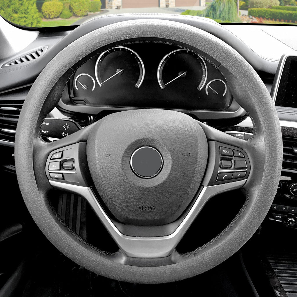  [AUSTRALIA] - FH Group FH3001GRAY Gray Steering Wheel Cover (Silicone Snake Pattern Massaging grip in Color-Fit Most Car Truck Suv or Van)
