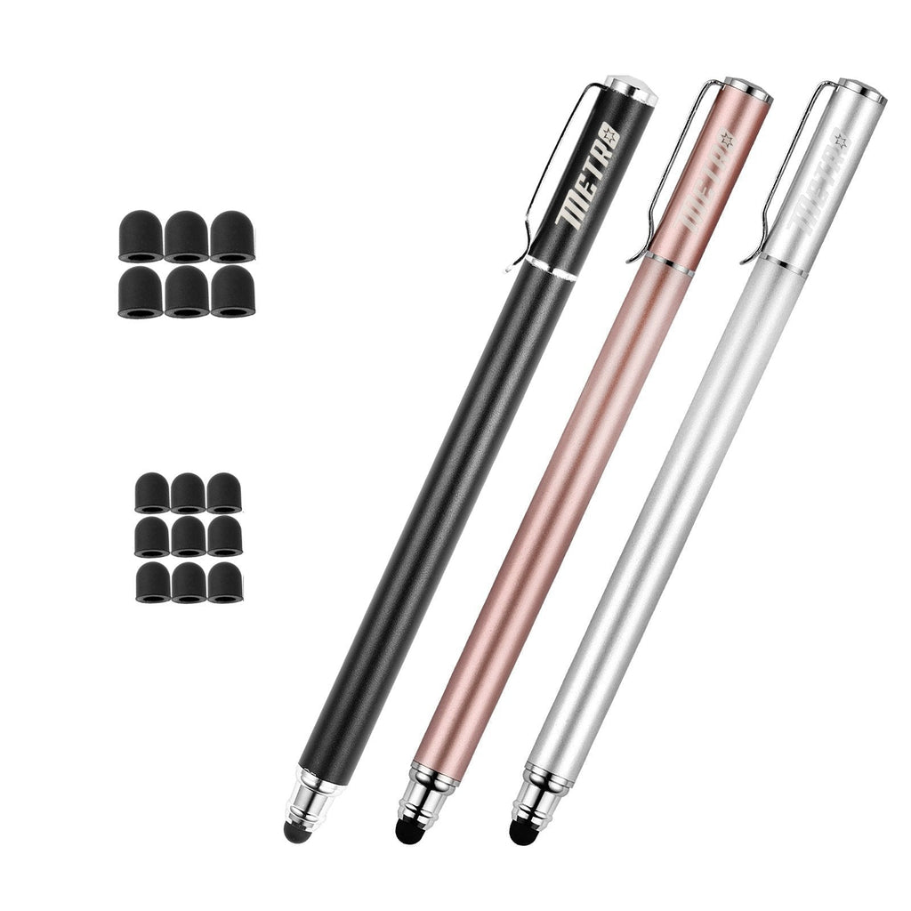Capacitive Stylus Pens, Rubber Tips 2-in-1 Series, High Sensitivity & Precision styli Pens for Touch Screens Devices (Black/Silver/Rose Gold) - LeoForward Australia