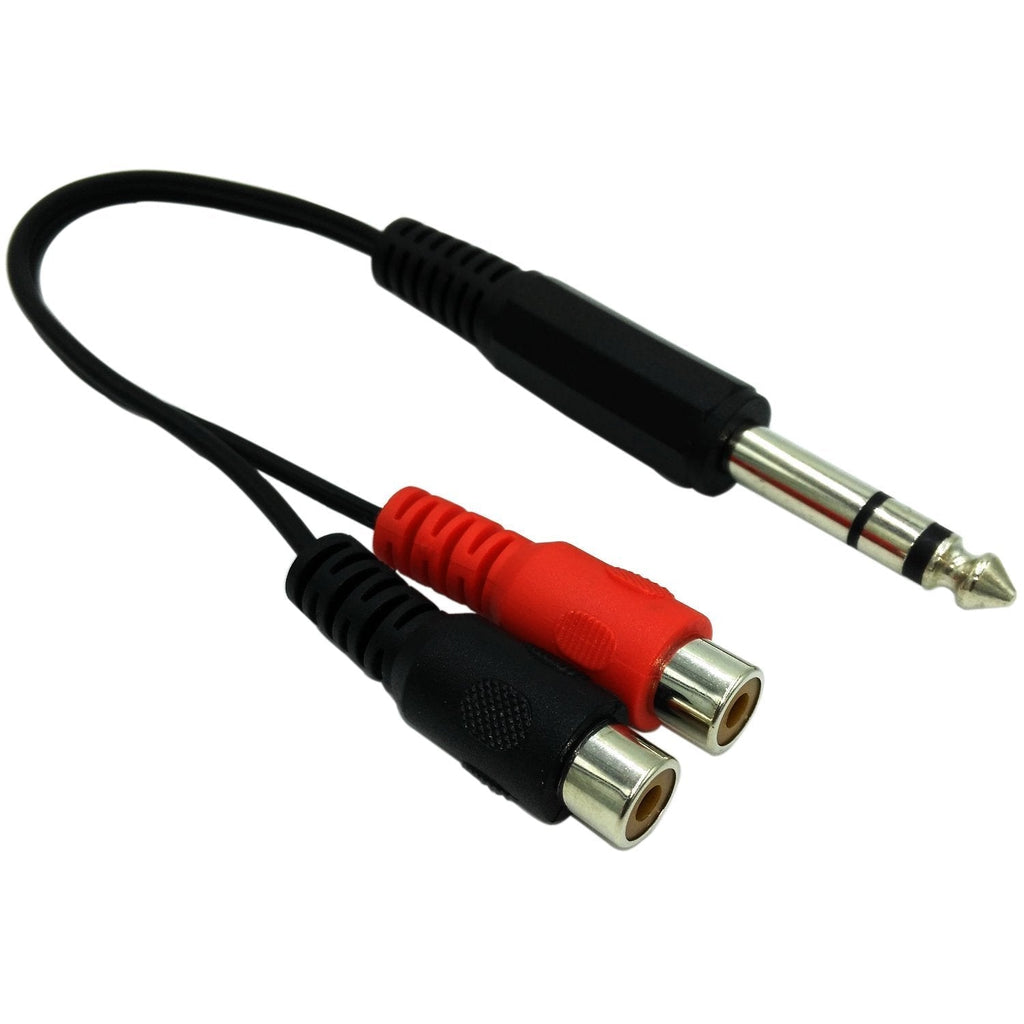COMeap 6.35mm 1/4" TRS Stereo Jack Male to 2X RCA Female Plug Y-Splitter Cable 8-inch/20cm - LeoForward Australia
