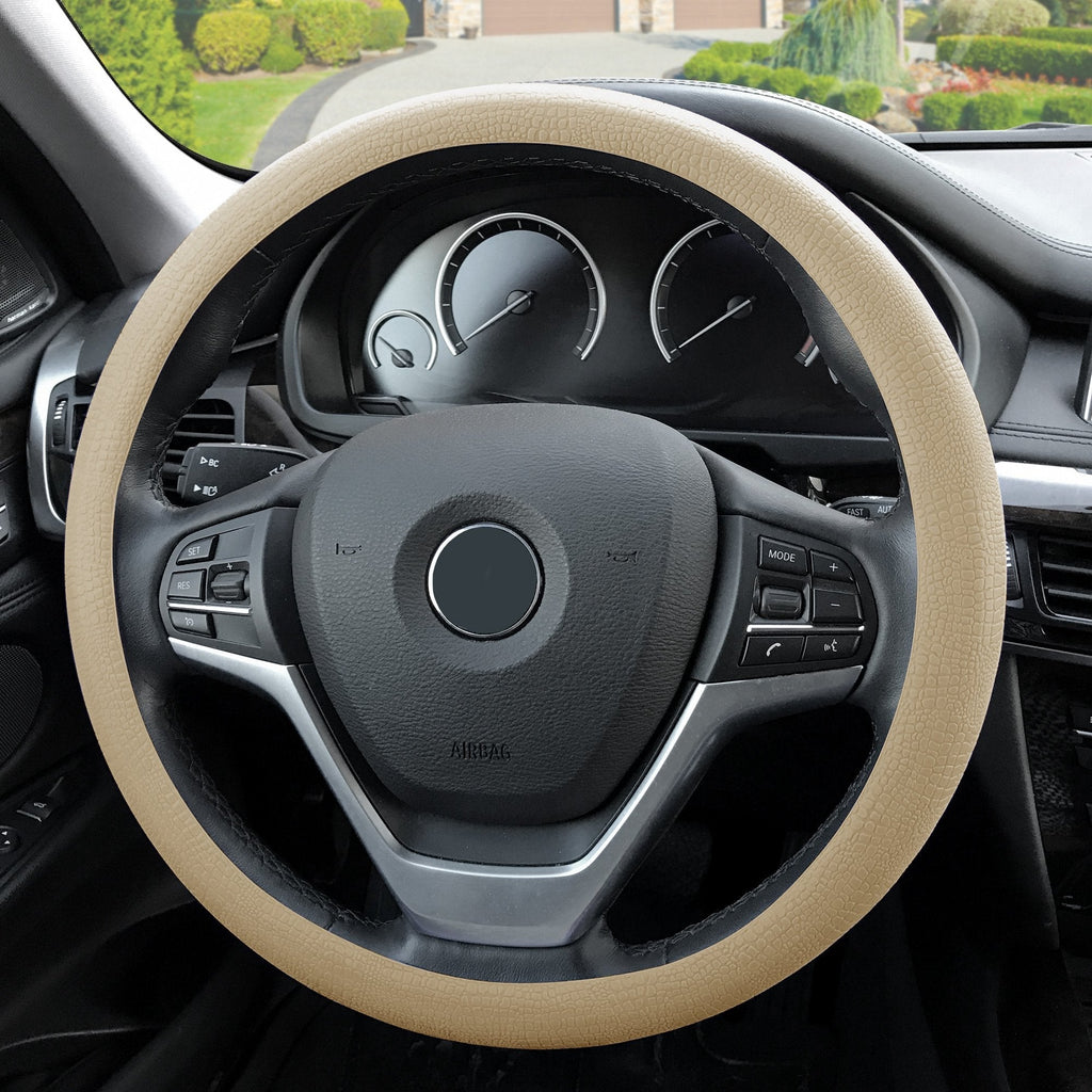  [AUSTRALIA] - FH Group FH3001BEIGE Beige Steering Wheel Cover (Silicone Snake Pattern Massaging grip in Color-Fit Most Car Truck Suv or Van)